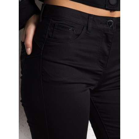 PZERI - Jeans skinny con dettagli in strass | Nero