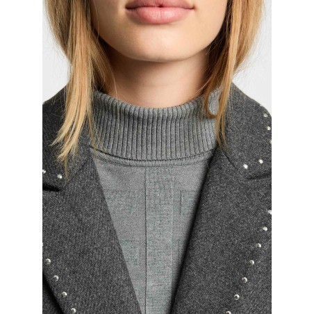 GLAM - Lungo cappotto con collo a rever in misto lana | Grigio