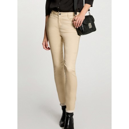 PFRASHI - Pantaloni skinny in misto cotone spalmato | Beige