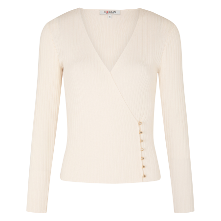 MCAT - Maglione aderente con scollo incrociato in maglia | Beige