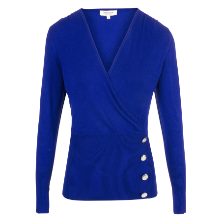 MOJO.N - Maglione scollo a V a maglia fine | Blu