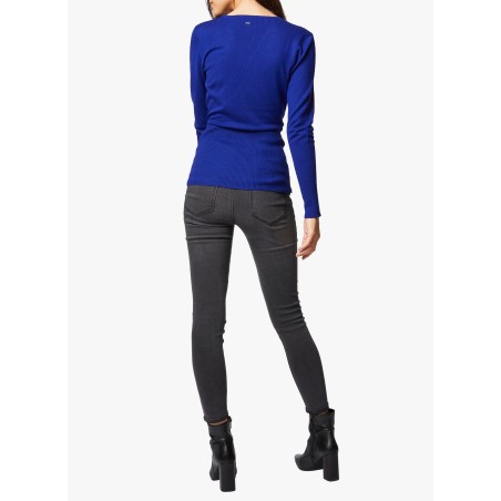 MOJO.N - Maglione scollo a V a maglia fine | Blu