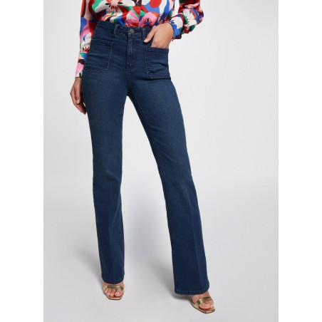 PDARLY - Jeans flare a vita alta in misto cotone | Blu