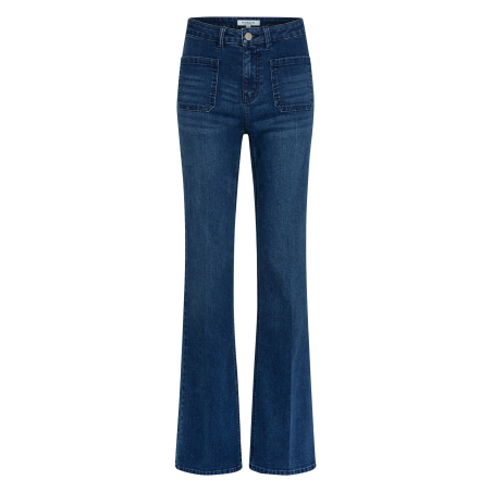 PDARLY - Jeans flare a vita alta in misto cotone | Blu