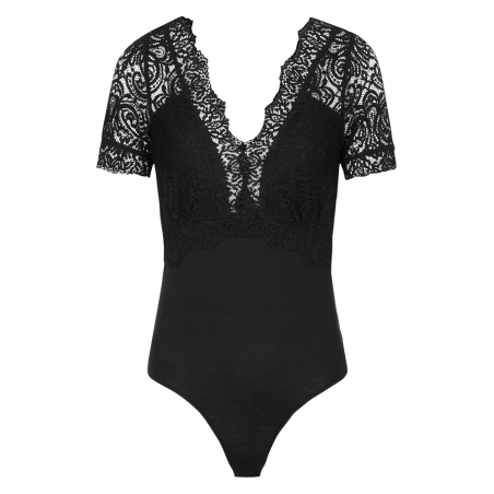 DANAEL - Body scollo a V in pizzo | Nero