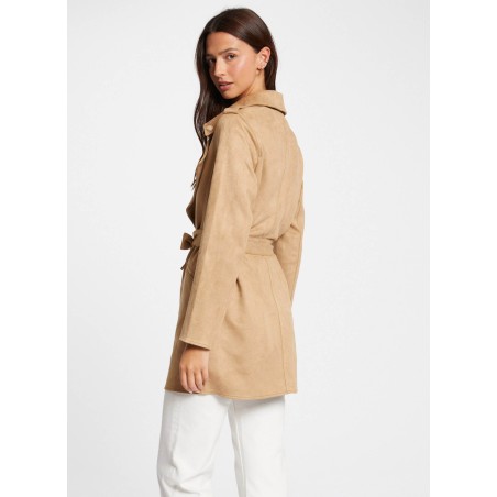 GARIA - Cappotto lungo in ecopelle con cintura | Beige