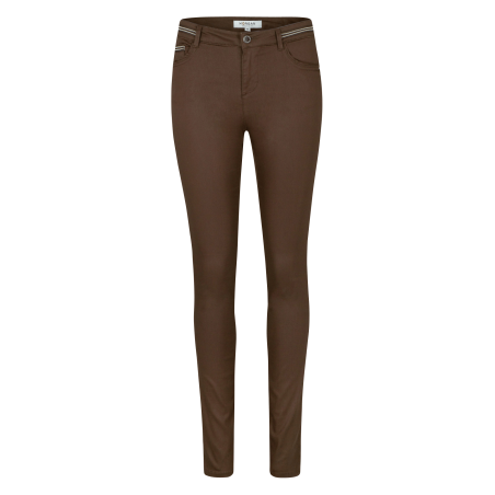 PALONA - Pantaloni slim cerati | Marrone