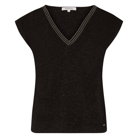 DAYAN - T-shirt scollo a V fantasia | Nero