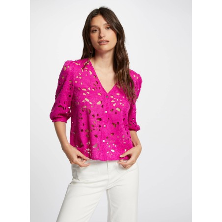 CHEB - Camicia maniche 3/4 in pizzo | Rosa