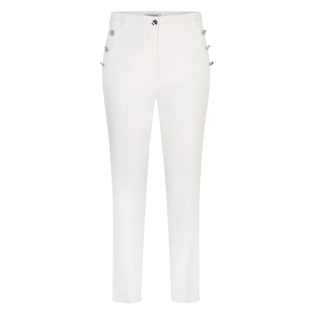 PRATY.F - Pantaloni aderenti 7/8 con bottoni in misto cotone | Bianco