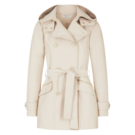 GLADIA - Trench sciancrato con revers e cappuccio | Beige