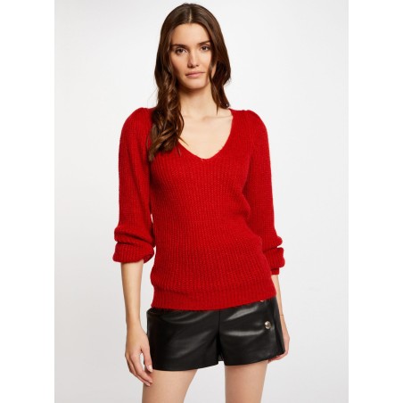 MINIMI - Maglione dritto con scollo a V | Rosso