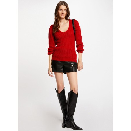 MINIMI - Maglione dritto con scollo a V | Rosso