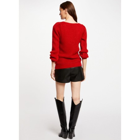 MINIMI - Maglione dritto con scollo a V | Rosso