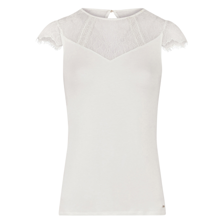 DGIULIA - Top scollo tondo in pizzo | Bianco