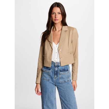 VYURI.F - Giacca corta a righe con collo a rever | Beige