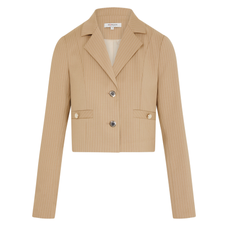 VYURI.F - Giacca corta a righe con collo a rever | Beige