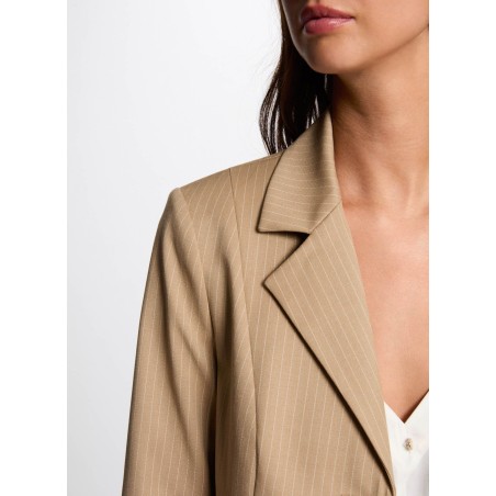 VYURI.F - Giacca corta a righe con collo a rever | Beige