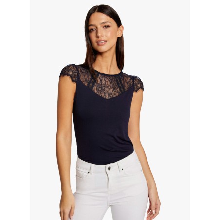 DGIULIA - Top scollo tondo in pizzo | Blu