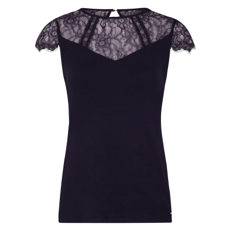 DGIULIA - Top scollo tondo in pizzo | Blu