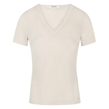 DIWI - T-shirt scollo a V metallizzata | Beige