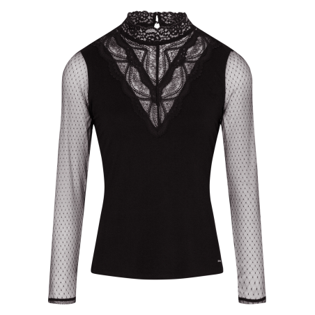 TGLYDE - Blusa collo alto in pizzo | Nero