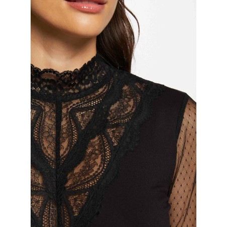 TGLYDE - Blusa collo alto in pizzo | Nero