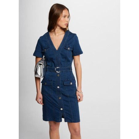 RILLY1 - Abito corto aderente in denim di cotone misto | Blu