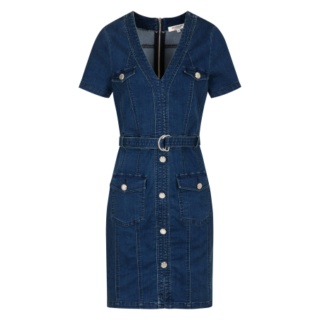 RILLY1 - Abito corto aderente in denim di cotone misto | Blu