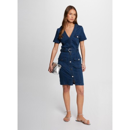 RILLY1 - Abito corto aderente in denim di cotone misto | Blu