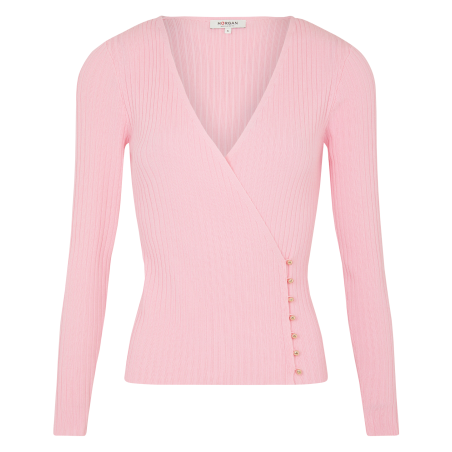 MCAT - Maglione aderente con scollo incrociato in maglia | Rosa