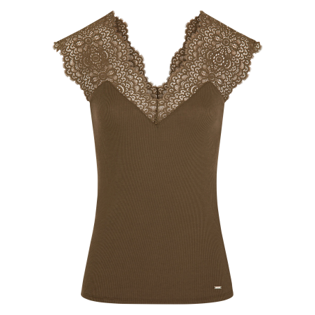 DENA.N - Top scollo a V con pizzo | Verde