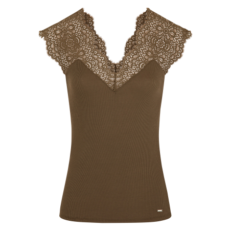 DENA.N - Top scollo a V con pizzo | Verde