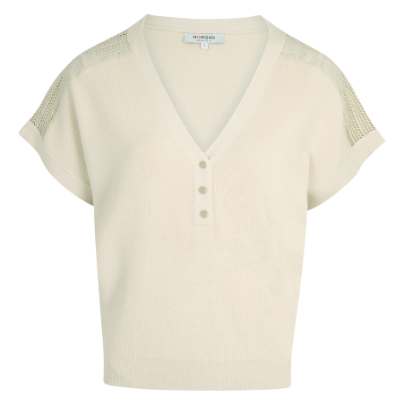 MARGE - Maglia a maniche corte in pizzo | Beige