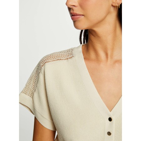 MARGE - Maglia a maniche corte in pizzo | Beige