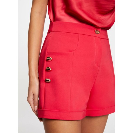 SHERY.F - Shorts a vita alta con bottoni in misto cotone | Rosso