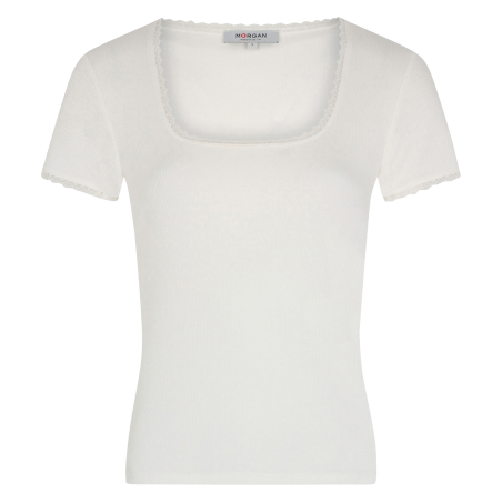 DLUBI - T-shirt di pizzo in misto cotone | Bianco