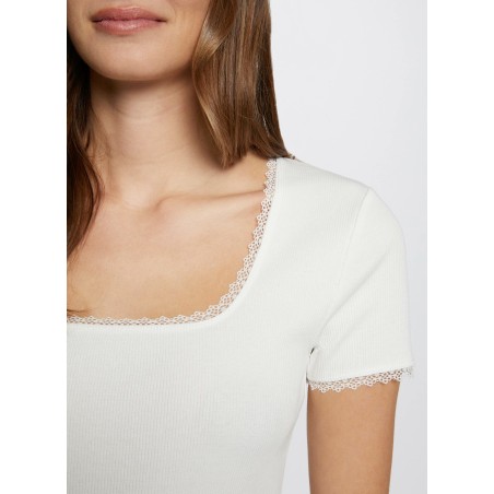 DLUBI - T-shirt di pizzo in misto cotone | Bianco