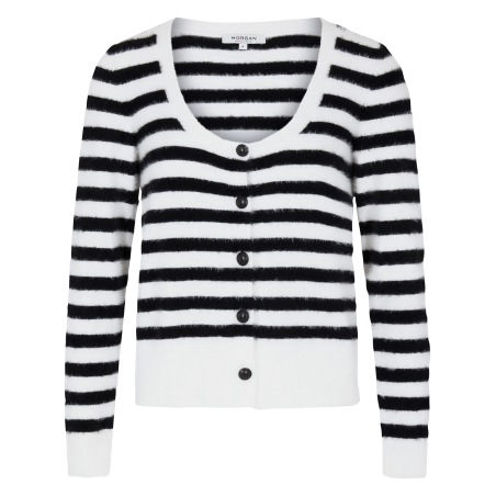 MANIS - Cardigan corto dritto con scollo tondo | Bianco