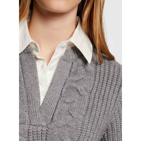 MGREY - Maglione con colletto camicia | Grigio