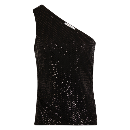 BSHOK - Top aderente con paillettes | Nero