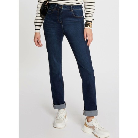 PASCAL - Jeans dritti a vita alta in misto cotone | Blu