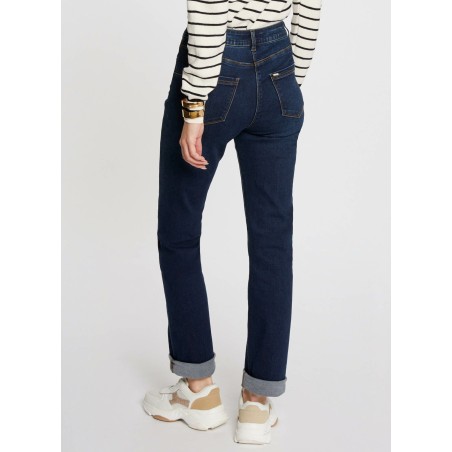 PASCAL - Jeans dritti a vita alta in misto cotone | Blu