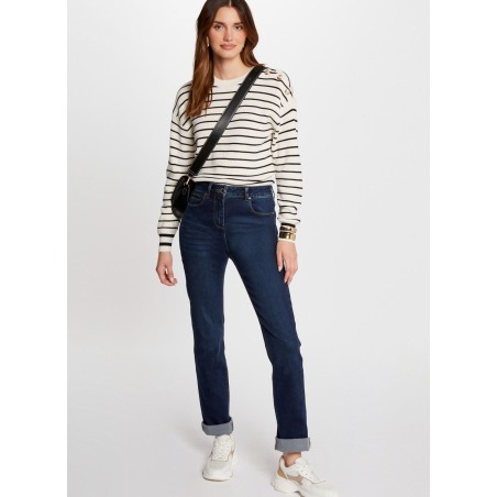 PASCAL - Jeans dritti a vita alta in misto cotone | Blu