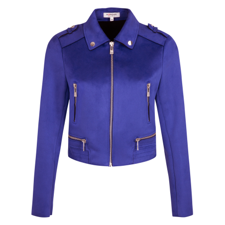 Giacca blazer collo classico effetto scamosciato | Blu