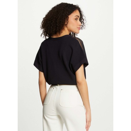 MARGE - Maglia a maniche corte in pizzo | Blu