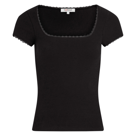 DLUBI - T-shirt di pizzo in misto cotone | Nero