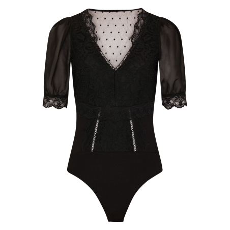 DALAT - Body scollo a V in pizzo | Nero