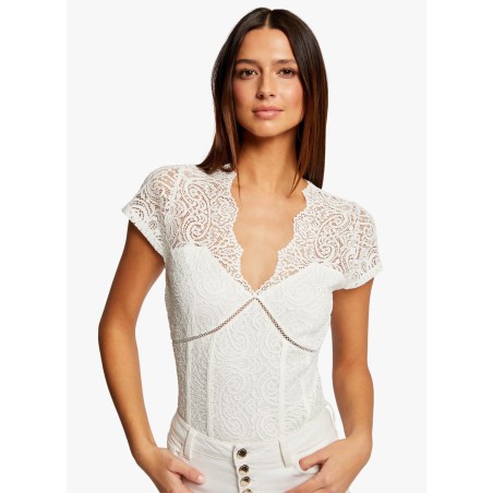 DELOM - Top scollo a V in pizzo | Bianco