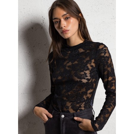 TARA - Blusa in pizzo | Nero